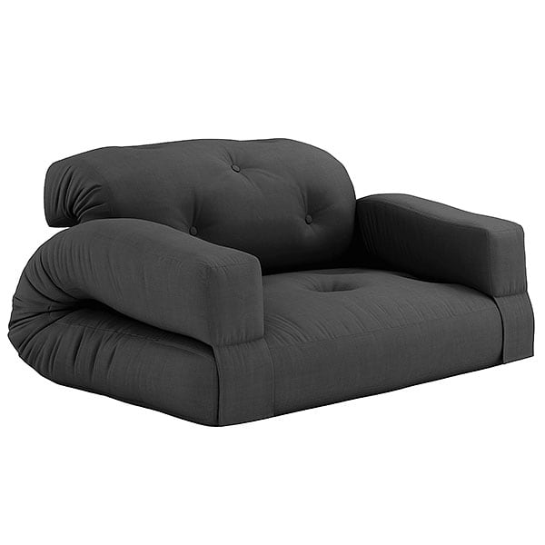 HIPPO沙发：尺寸140 X 95公分（如沙发）和140×200厘米（如床） - 深灰色（734）-80％棉，20％聚酯纤维