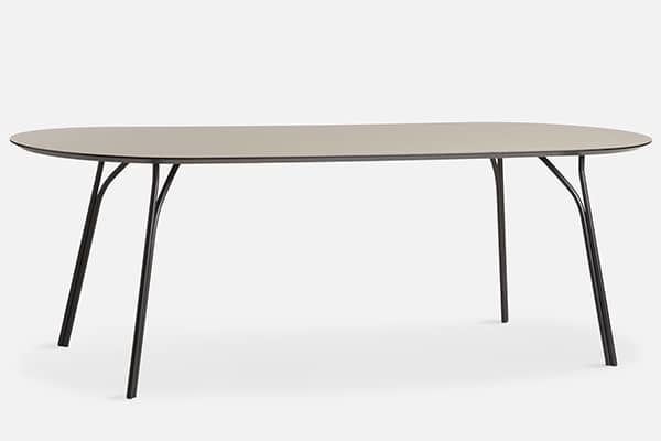 TREE spisebord (220 cm eller 86,6 tommer) - Beige bordplate, sort base