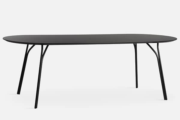 TREE spisebord (220 cm eller 86,6 tommer) - Sort bordplade, sort base
