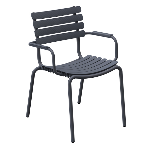 Bamboo or aluminum armrests - 70 - Dark grey, recycled lamellas, aluminium...