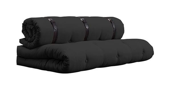 BUCKLE-UP沙发：尺寸为140 x 95厘米（作为沙发）和140 x 200厘米（作为床） - 深灰色（734）-80％棉，20％聚酯纤维