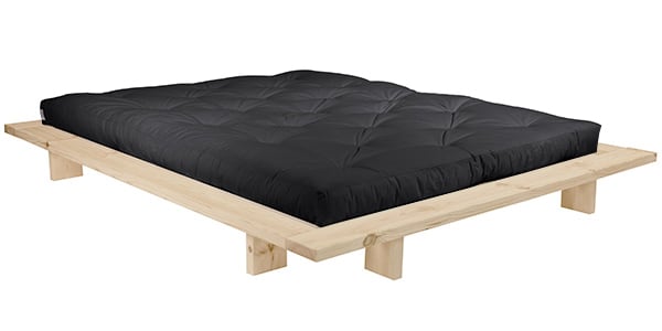 JAPAN床，天然原木結構，舒適被褥 - 适用于 160 x 200 厘米的床垫（床尺寸：188 x 228 厘米）-天然原木结构，黑色舒适被褥