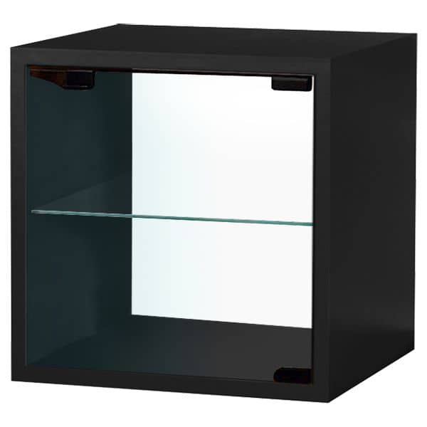 QUATTRO CUBE shelves, lacquered MDF or wood - through safety glass shelf included, with or without door