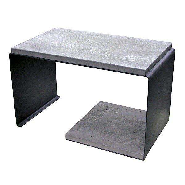 TETRIS, extra table made out of concrete and patinated steel - Created and made in France