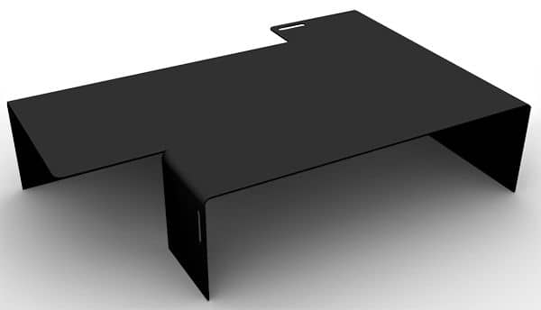 The AXXEL Coffee table, made in 5 mm Steel, 120 x 80 cm, adapted for indoor or outdoor use, a very successful asymmetry