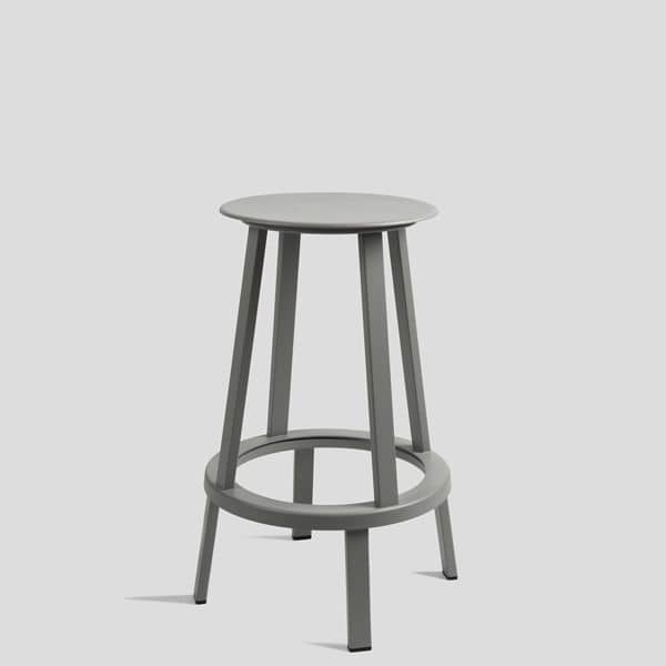 Banqueta de barra REVOLVER, by WRONG FOR HAY : 2 alturas disponíveis, assento montado em rolamentos de esferas de alumínio - Design: Leon Ransmeier