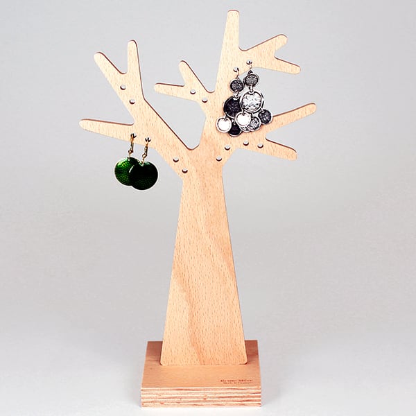 L'Arbre a BOUCLE D'Oreilles, brinco árvore, contraplacado de faia, eco-design