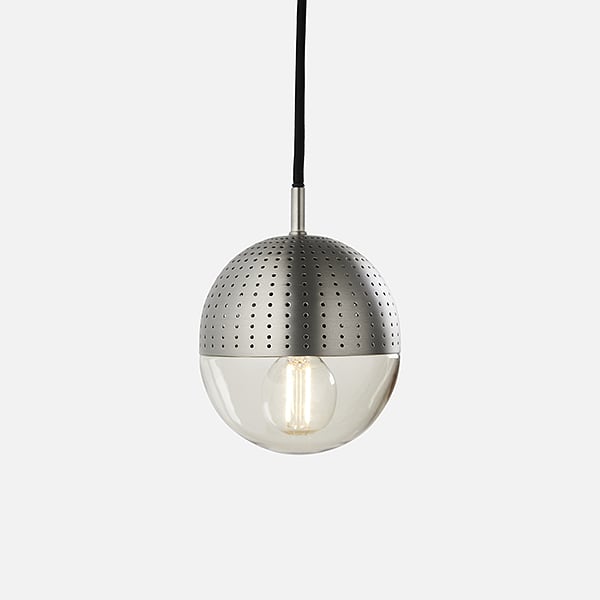 DOT, pendant lamp, perforated metal and opal glass