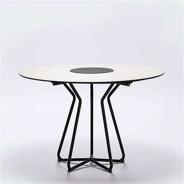 Tavolo da pranzo rotondo CIRCLE, bambù e granito, acciaio, esterno, da HOUE