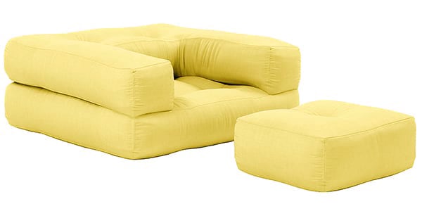 LITTLE CUBIC, en futon lænestol konvertibel i en pouf eller komfortabel og hyggelig seng, til børn