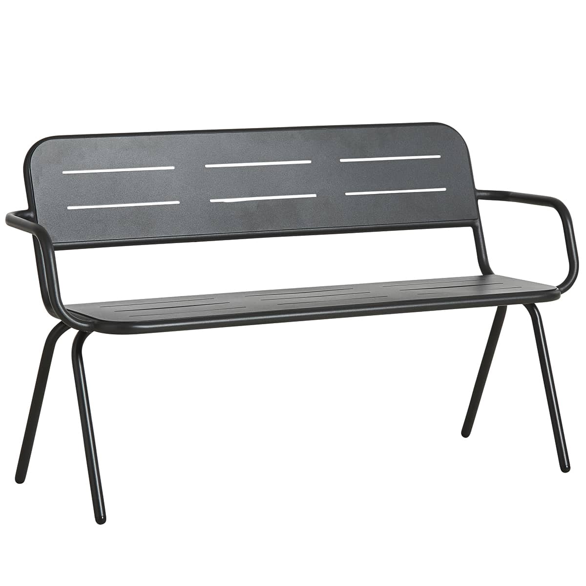 RAY outdoor bench with armrests, designed by WOUD