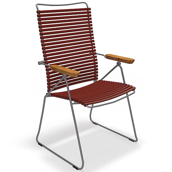 Cadeira de jantar, CLICK SYSTEM, encosto alto, ajustável, 7 posições, resina e aço, ao ar livre, por HOUE