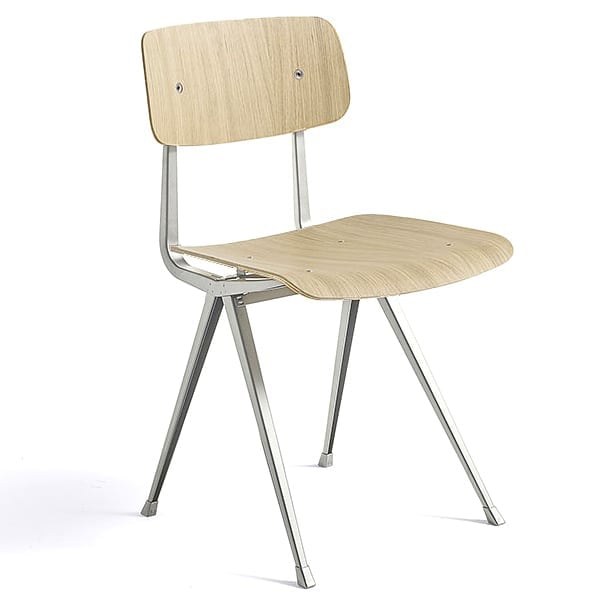 RESULT-stolen fra HAY - sæde i stof eller læder i valgfri - skåret stål og støbt krydsfiner sæde og ryg