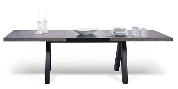 Mesa de comedor APEX, compacta o extensible 200/250 cm x 100 cm: aspecto de hormigón