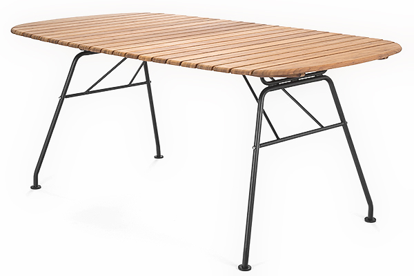 BEAM oval folding table, in bamboo and powder coated steel, outdoor by HOUE