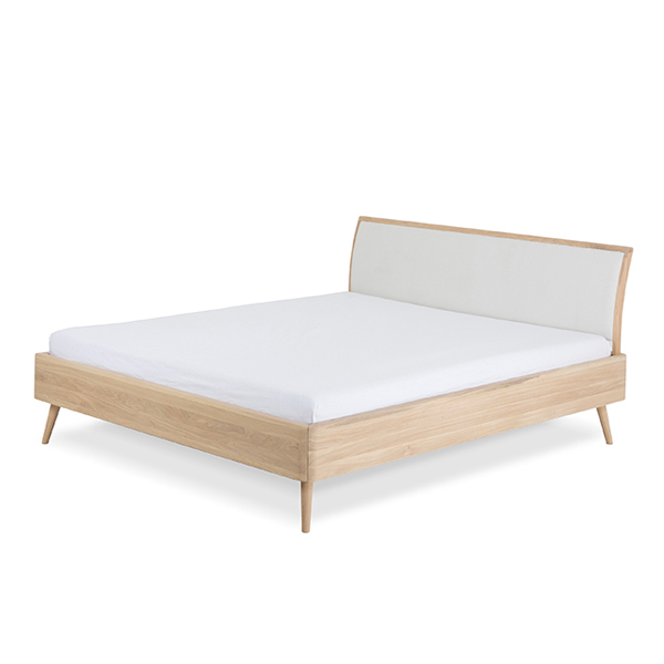 ENA, solid oak bed with removable headboard, by GAZZDA